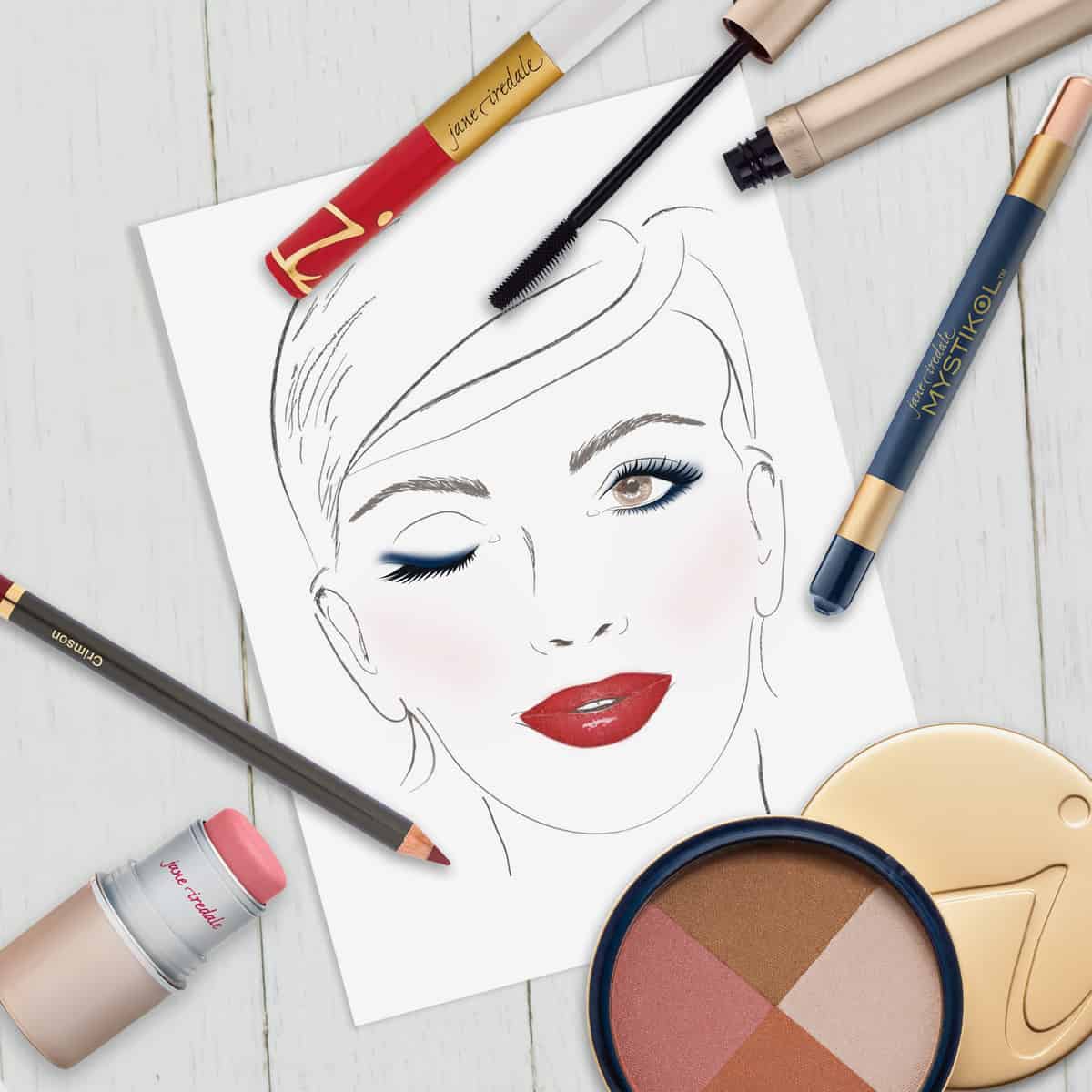 memorial day makeup look on illustration of woman