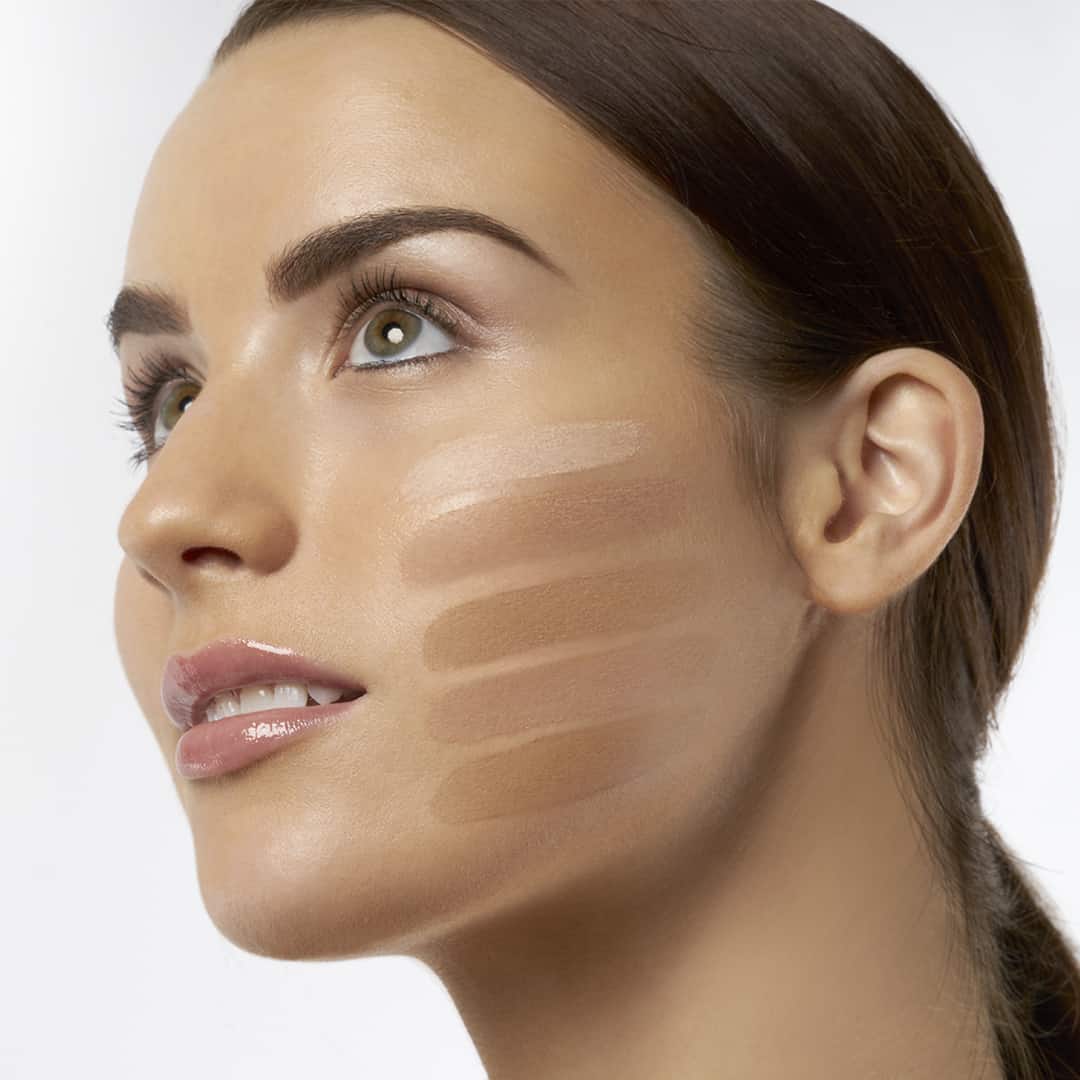 foundation shade match on medium skin model