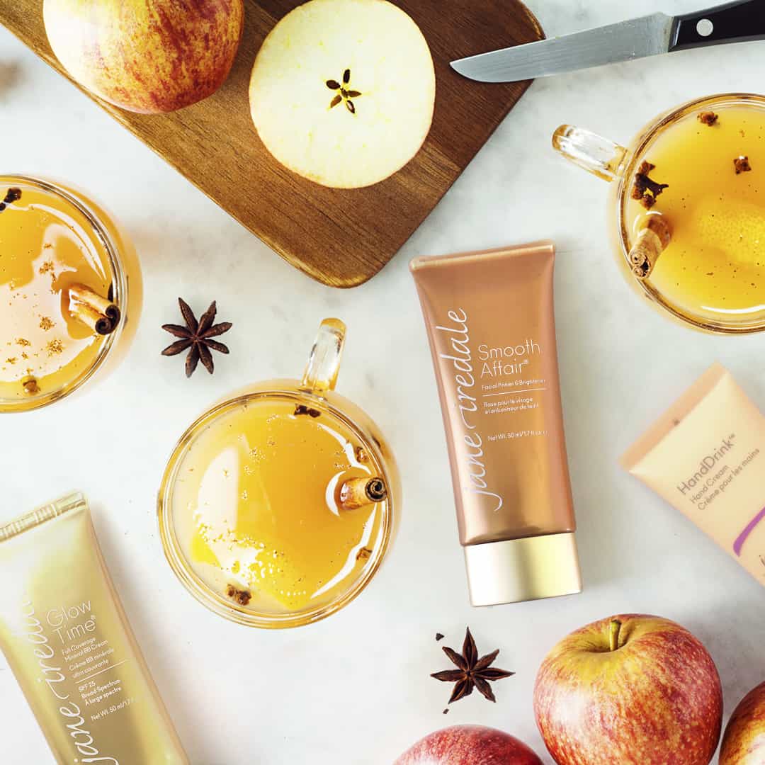 mulled apple cider and healthy skin products with apples