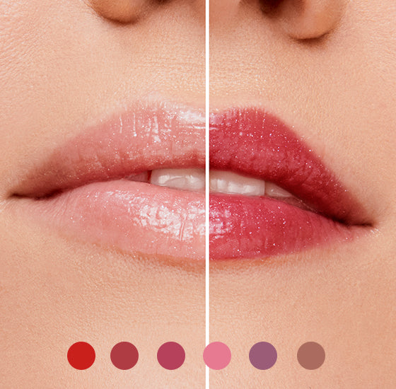 image of lips with circle makeup swatches